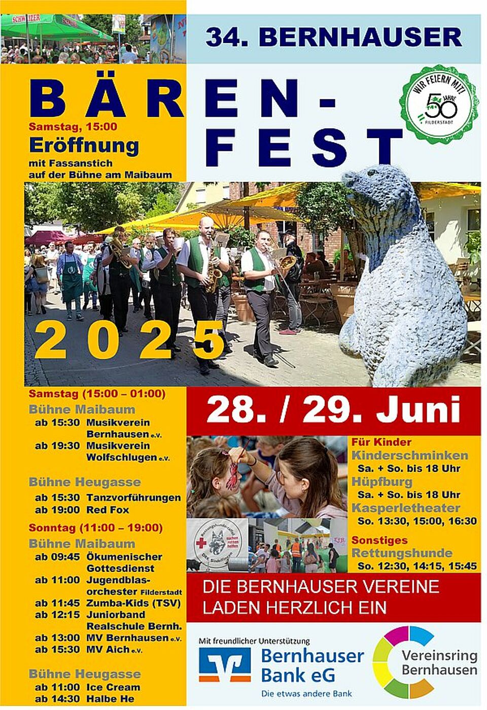 Plakat des Vereinsrings zum Bärenfest 2025